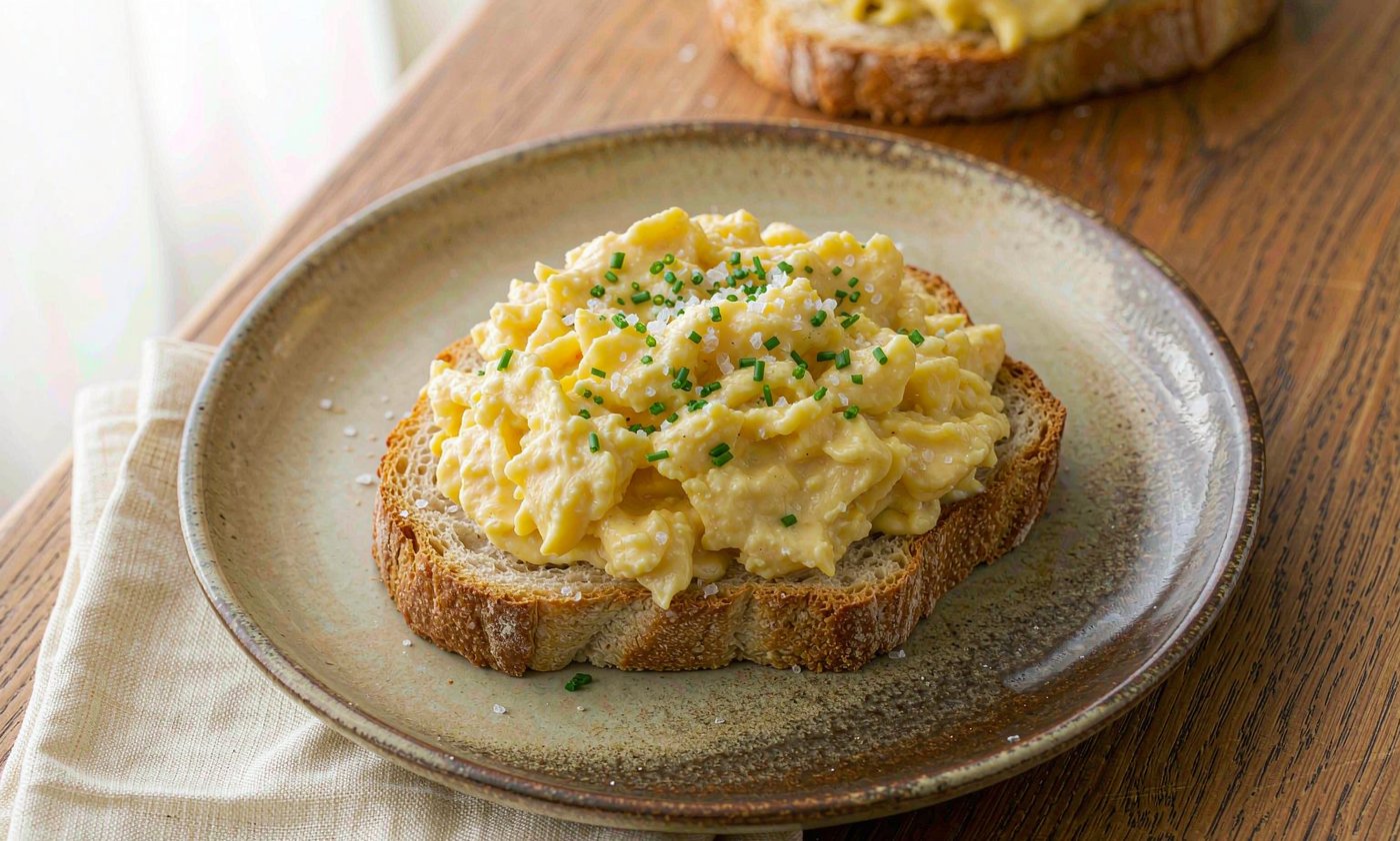 Soft Scrambled Eggs on Sourdough
